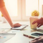 working day in office. two businessmen at work.