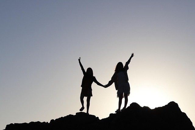 against light, summer, silhouette, children, together, collaboration, people, nature, sunset, sunlight